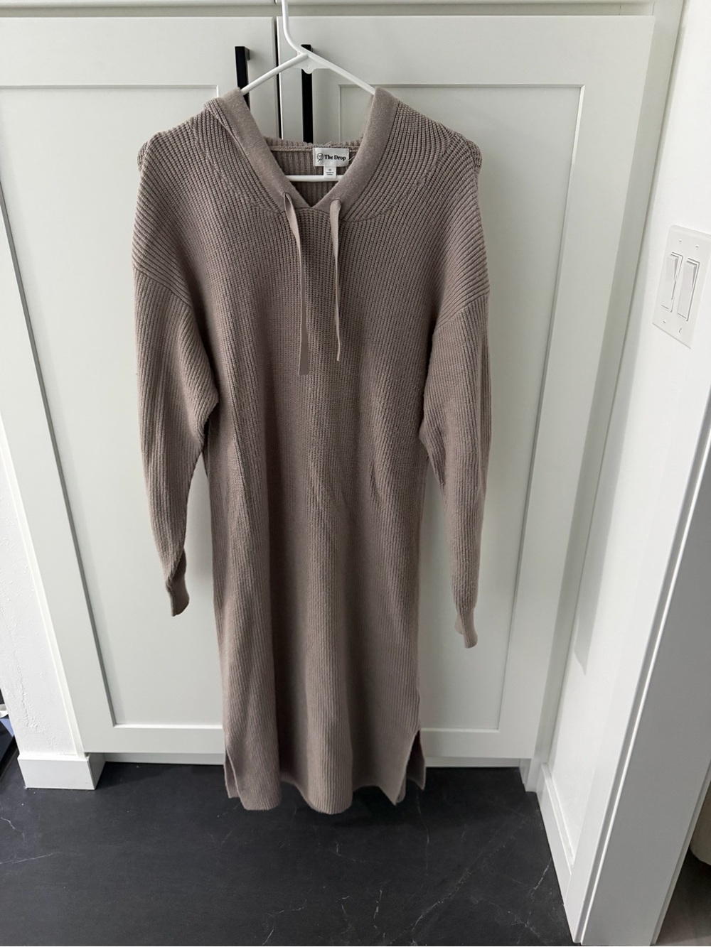 light Brown ribbed hooded sweater dress